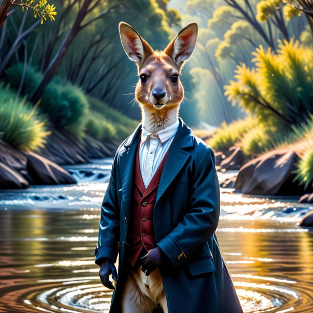 Image of a kangaroo in a coat in the river