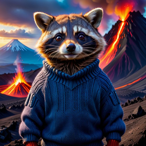 Pic of a raccoon in a sweater in the volcano