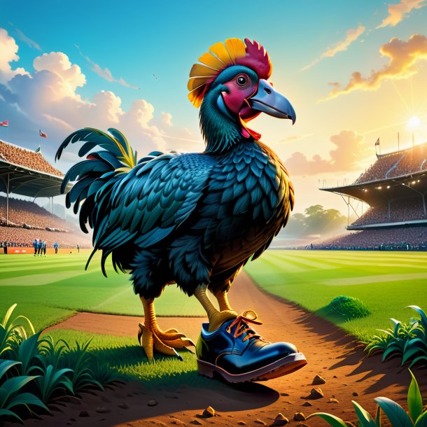 Illustration of a dodo in a shoes on the field