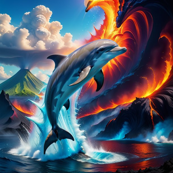 Photo of a playing of a dolphin in the volcano