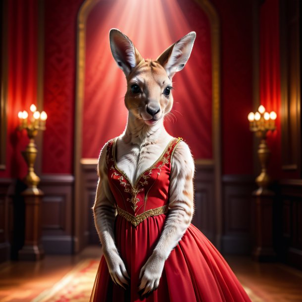 Pic d'un kangourou dans une robe rouge