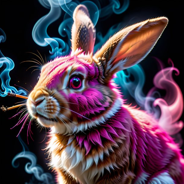 Imagen de un conejo fucsia fumando