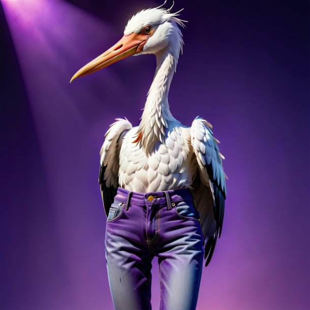 Photo d'une cigogne dans un jean violet