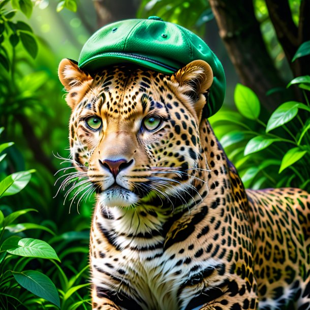 Image d'un léopard dans une casquette verte