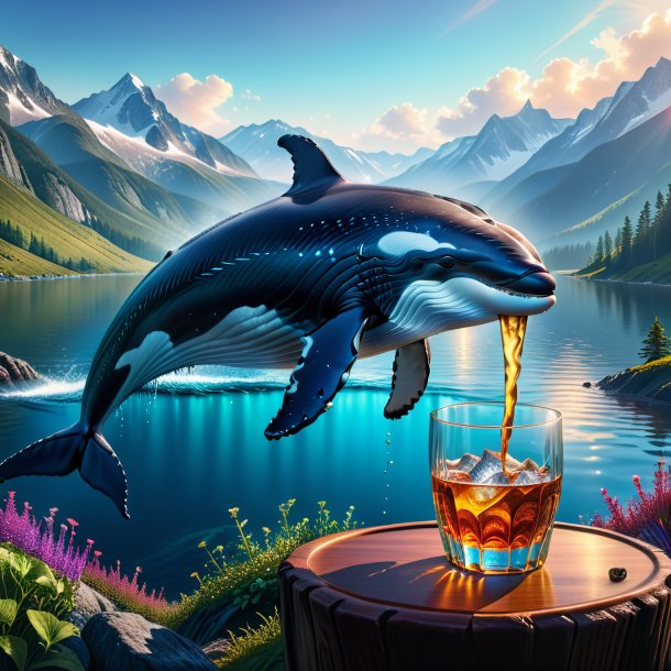 Picture of a drinking of a whale in the mountains