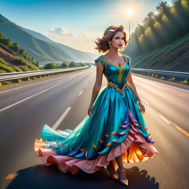 Picture of a fish in a dress on the highway