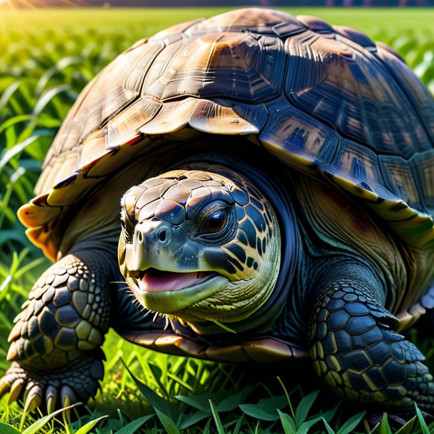 Image of a eating of a tortoise on the field