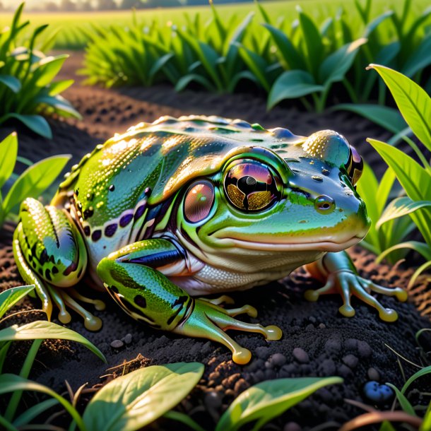 Imagem de um sono de um sapo no campo