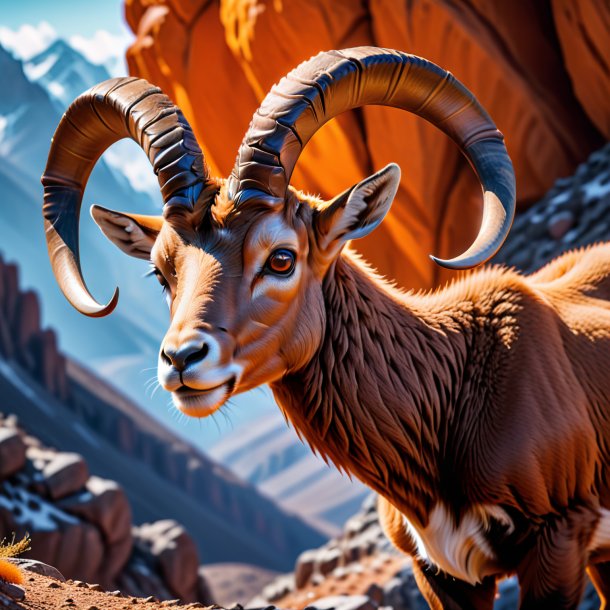 Photo of a ibex in a orange gloves