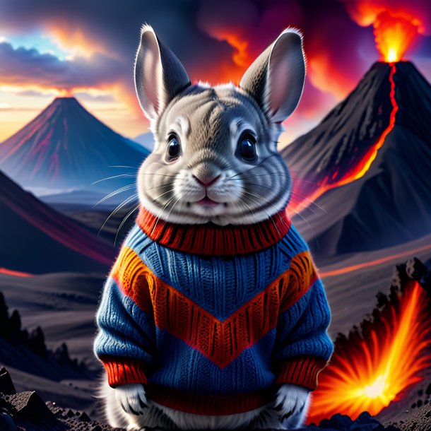 Image of a chinchillas in a sweater in the volcano