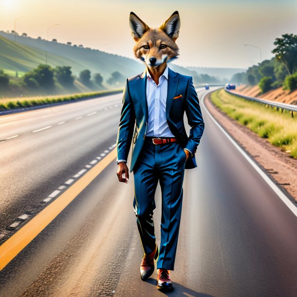 Foto de un chacal en un pantalón en la carretera