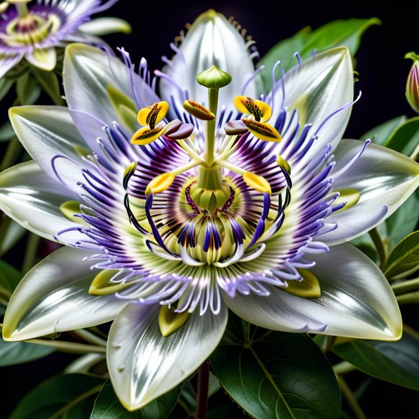 Figure of a silver passion flower