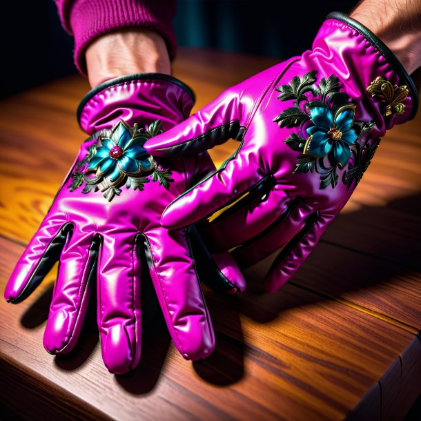 Picture of a magenta gloves from wood