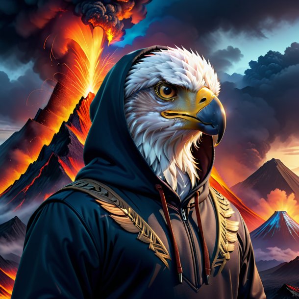 Illustration of a eagle in a hoodie in the volcano