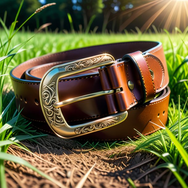 Portrait of a brown belt from grass