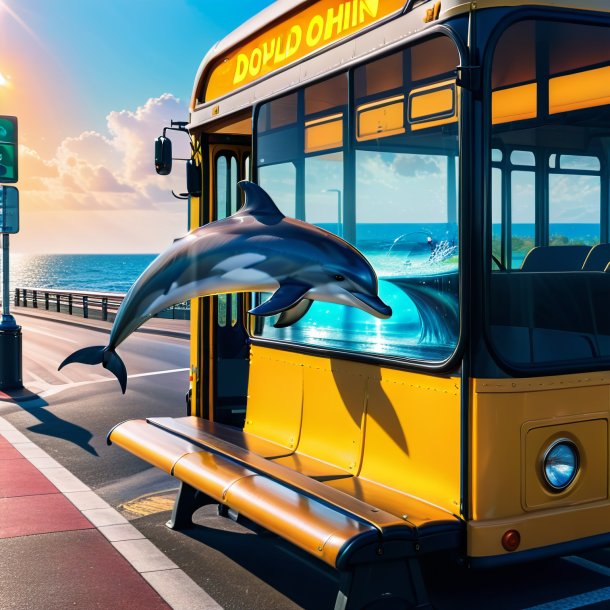 Photo of a drinking of a dolphin on the bus stop