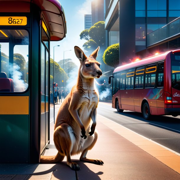 Pic of a smoking of a kangaroo on the bus stop