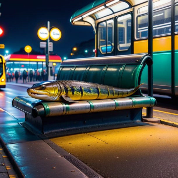 Imagem de um sono de uma enguia no ponto de ônibus