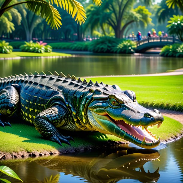 Foto de um jogo de um jacaré no parque