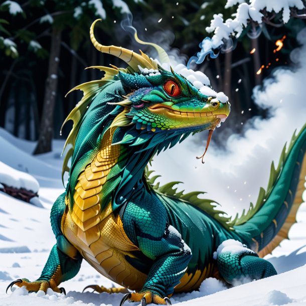 Pic of a smoking of a basilisk in the snow