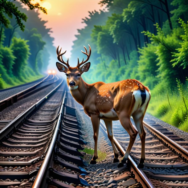 Picture of a crying of a deer on the railway tracks