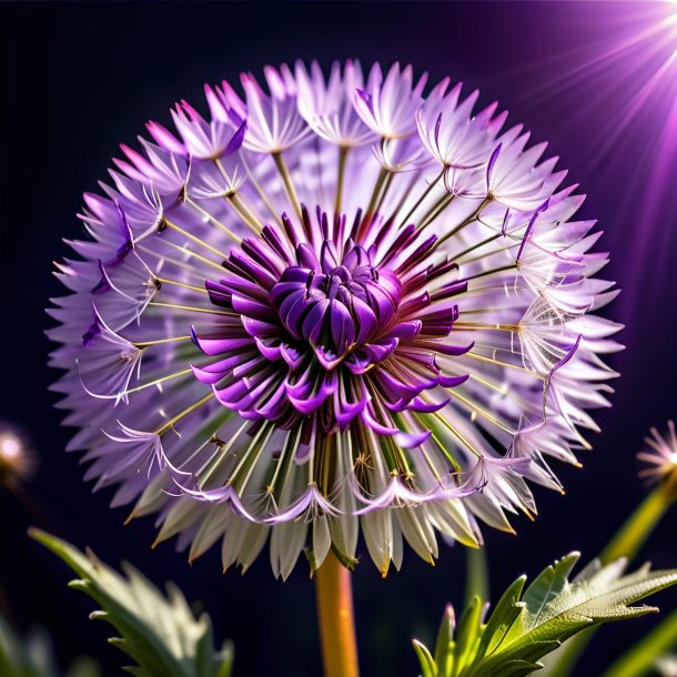 Imagery of a purple dandelion