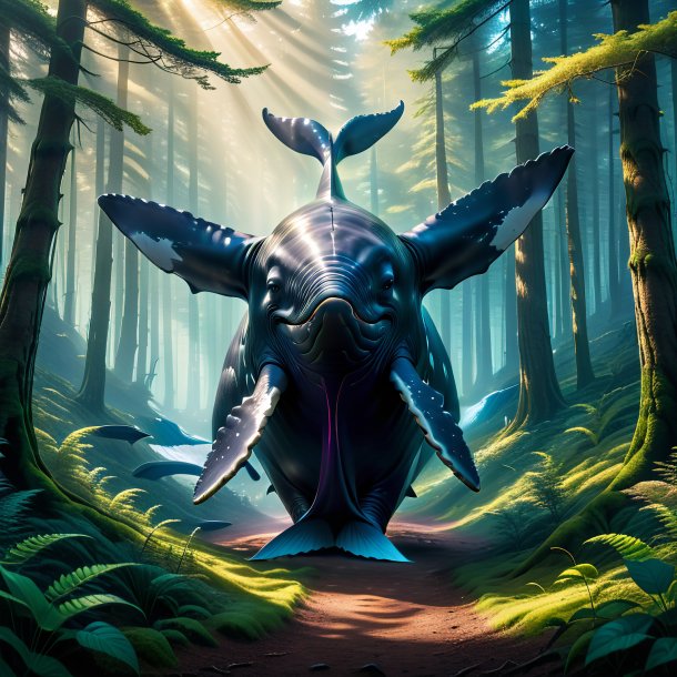 Image of a whale in a coat in the forest