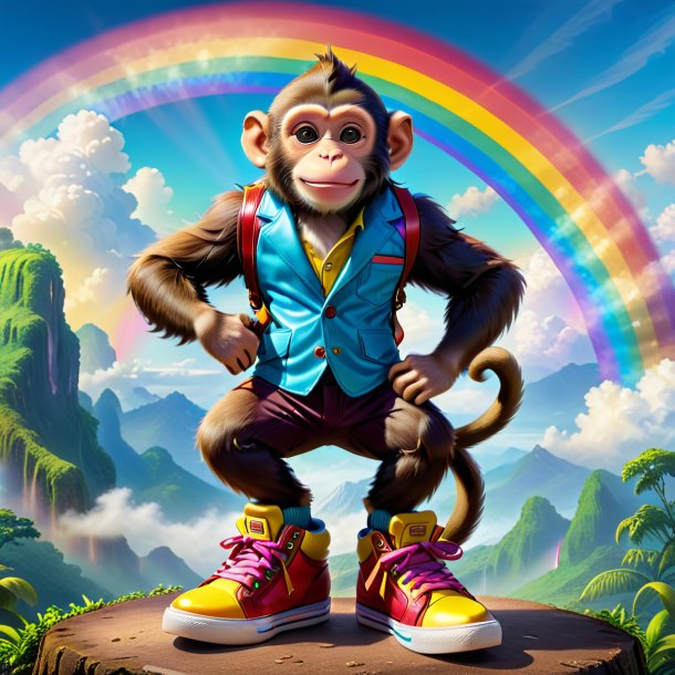 Image of a monkey in a shoes on the rainbow