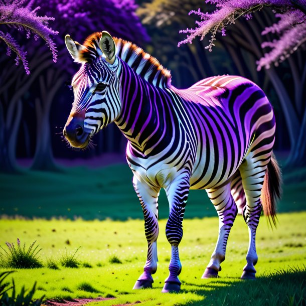 Pic of a zebra in a purple coat