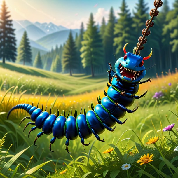 Image of a swinging on a swing of a centipede in the meadow