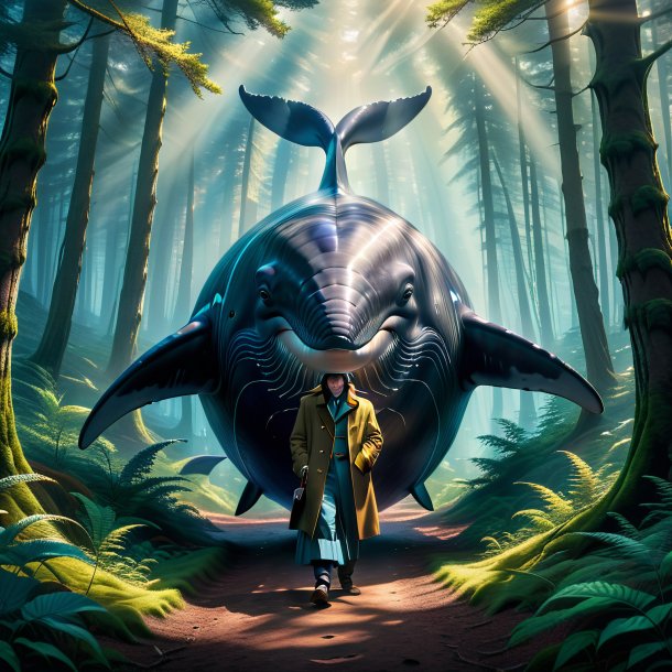 Picture of a whale in a coat in the forest