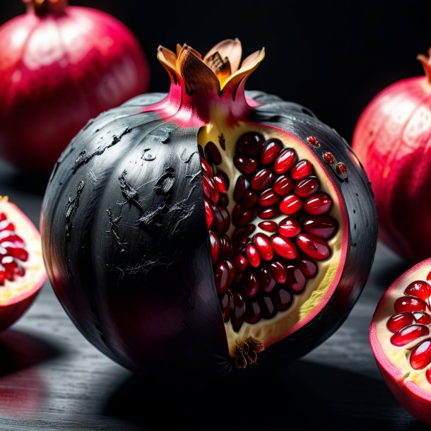 Depiction of a charcoal pomegranate