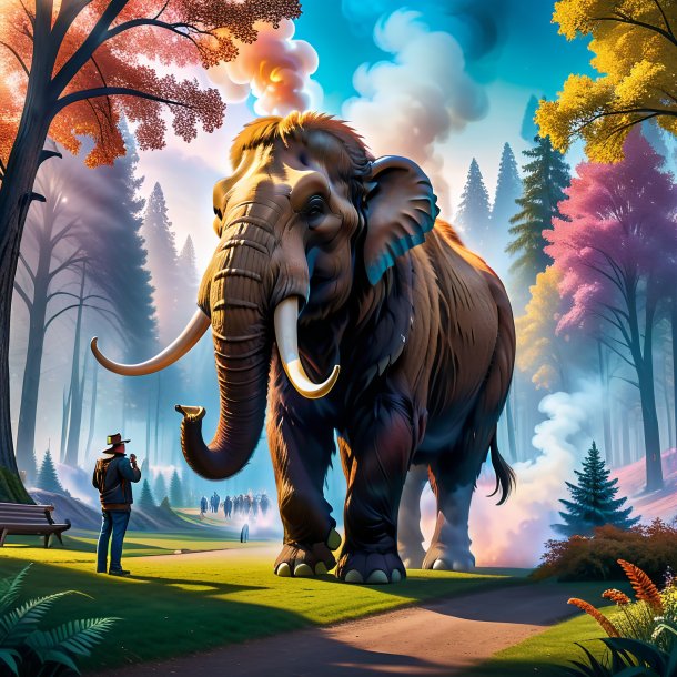 Picture of a smoking of a mammoth in the park