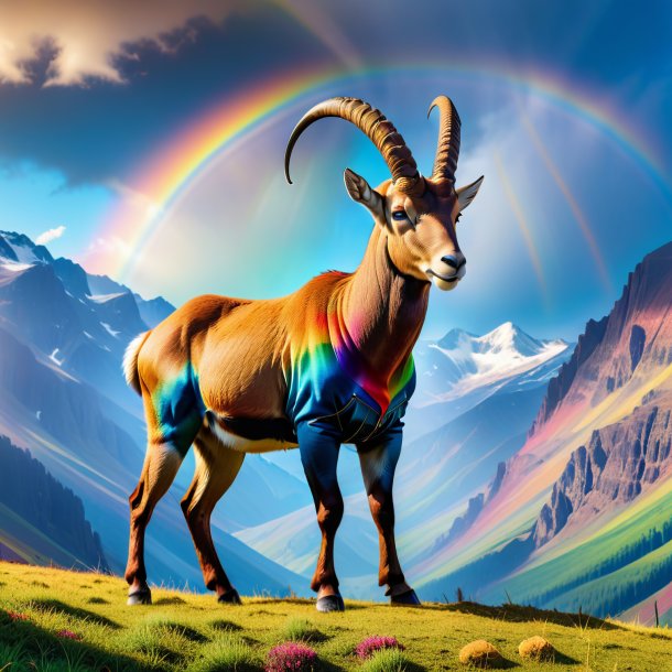 Picture of a ibex in a jeans on the rainbow