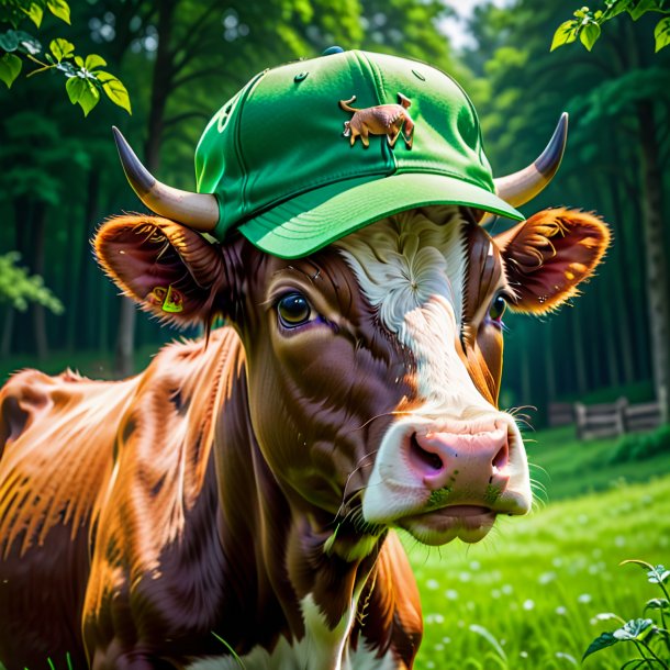 Image d'une vache dans une casquette verte