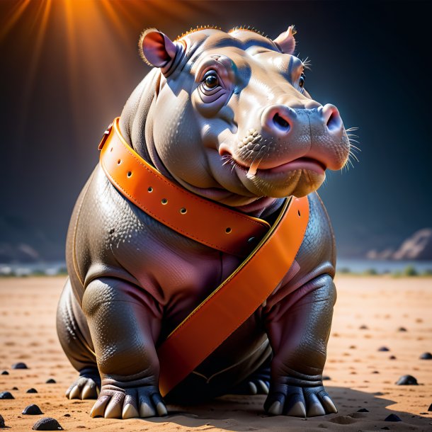 Image d'un hippopotame dans une ceinture orange