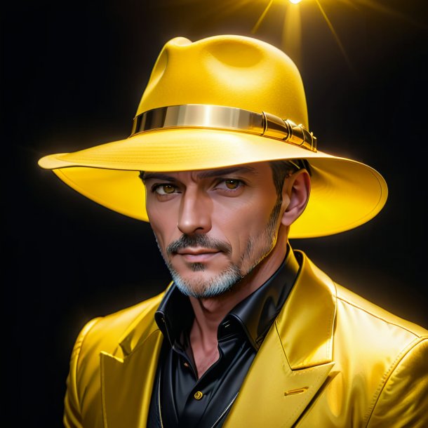 Portrait d'un chapeau jaune de métal