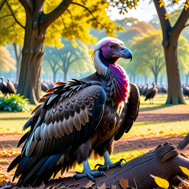 Image of a resting of a vulture in the park