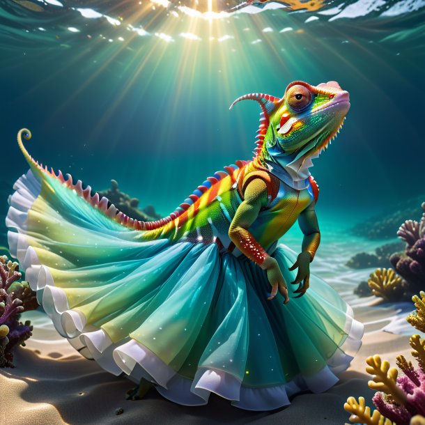 Pic d'un caméléon dans une robe dans la mer