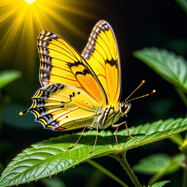 Foto de una mariposa amarilla que espera