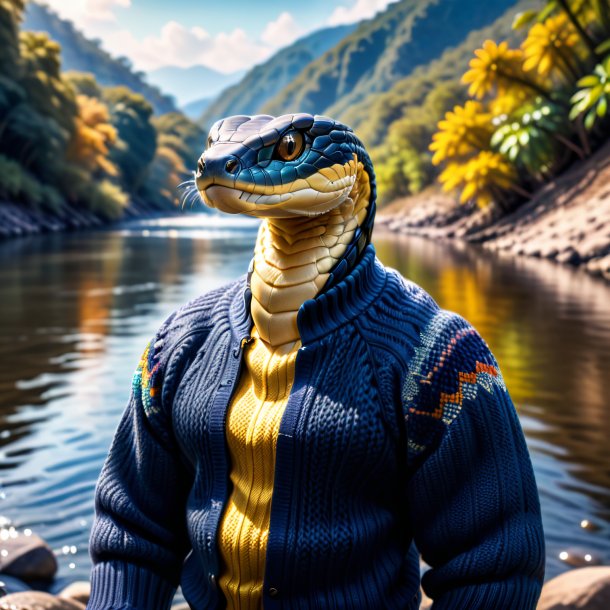 Pic d'un cobra roi dans un pull dans la rivière