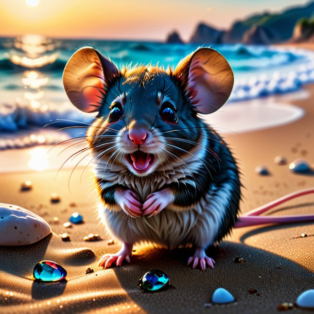 Image d'un pleur d'une souris sur la plage