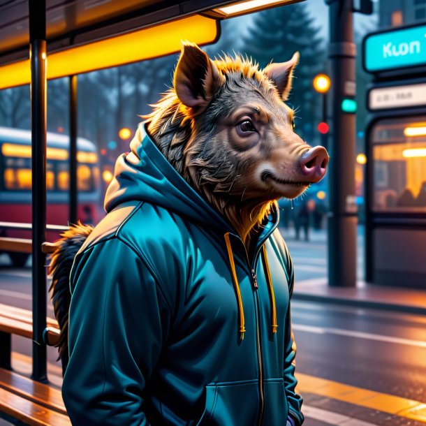 Imagem de um java de um hoodie no ponto de ônibus