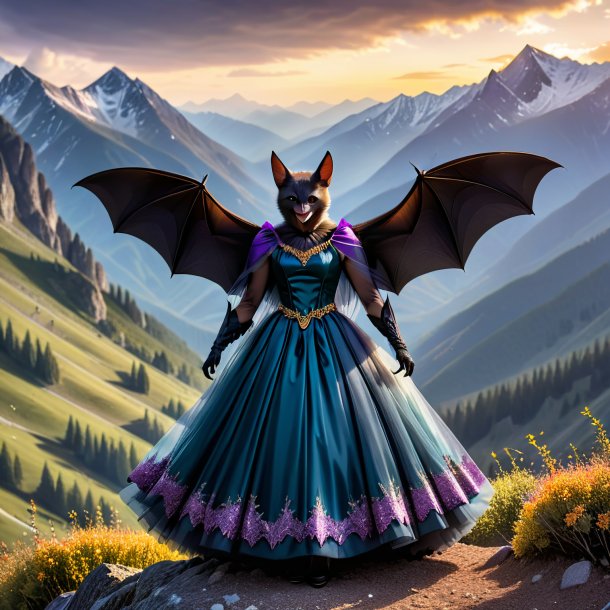 Pic d'une chauve-souris dans une robe dans les montagnes