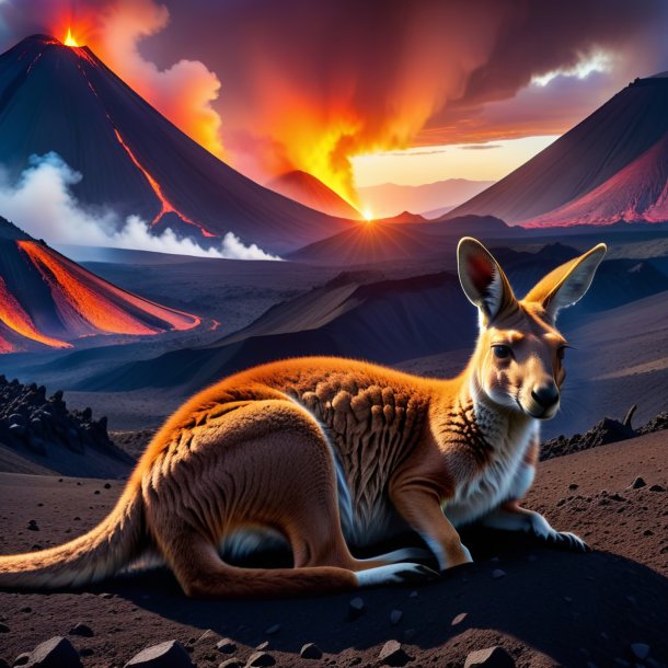 Pic of a sleeping of a kangaroo in the volcano