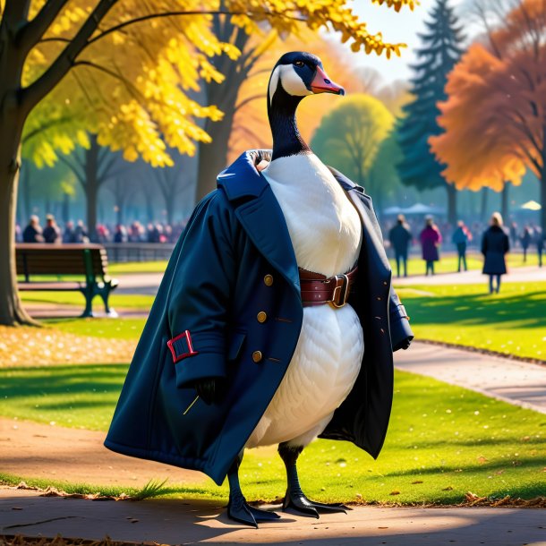 Foto de un ganso en un abrigo en el parque