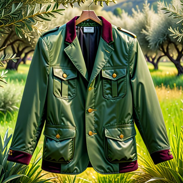 Foto de uma jaqueta de oliveira da grama