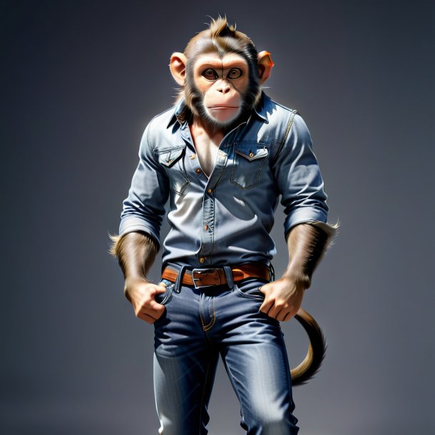 Picture of a monkey in a gray jeans