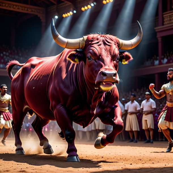 Image of a maroon dancing bull