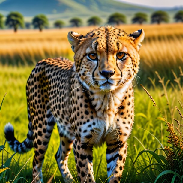 Pic d'une boisson d'un guépard dans la prairie